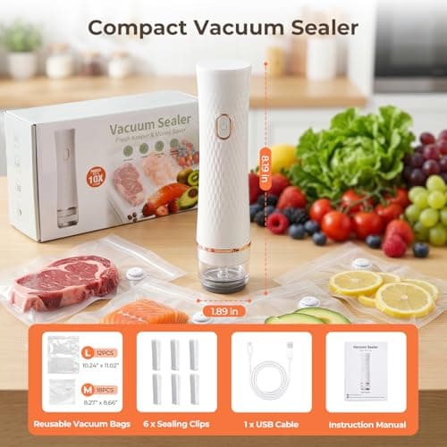 Olecha Handheld Vacuum Sealer for Food (Vacuum Sealer + 30 Reusable Bags) – Powerful Compact Food Sealer, Portable Vacuum Sealer for Kitchen, 10X Fresh Logner Seal Meal Saver - Thumbnail 2
