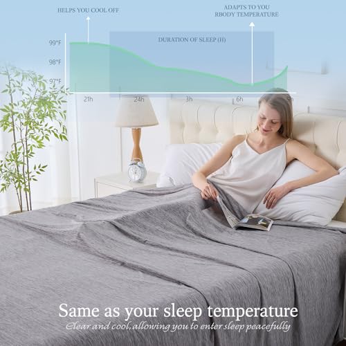 PENGZHU TECHNOLOGY Cooling Blanket Twin Size, 60"x80" Cooling Blankets for Hot Sleepers, Cold Blanket Thin Lightweight Breathable Soft for Couch Bed, Lightweight Blanket Keep Cool for Night Sweats - Thumbnail 3