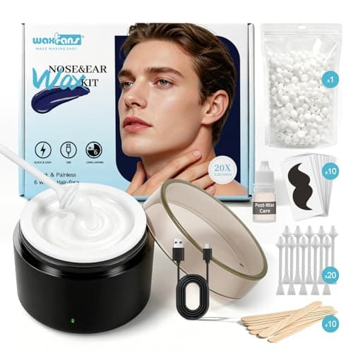 WaxFans Nose Wax Kit, Nose Hair Wax Kit for Men's Nose, Ear & Eyebrow, Mini Wax Pot with 100g Wax Beads & 20 Nose Wax Sticks, USB Powered Portable Facial Hard Wax Warmer for Ear Hair Removal at Home - Image 1