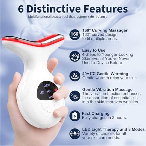 Red Light Therapy for Face, Multifunctional Face Massager with Micro-Current, LED Light Therapy & Vibration, at-Home Skin Care Face Sculpting Tool for Wrinkles, Micro-Current Facial Beauty Device - Thumbnail 3