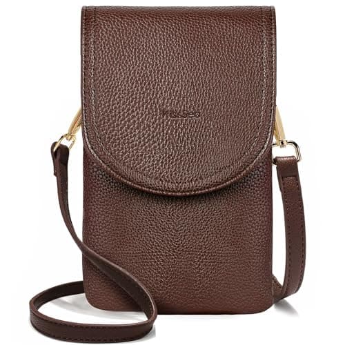 Kiss Sea Crossbody Phone Purse Crossbody Bags for Women Leather Purses Womens Handbags Crossbody Brown - Image 1
