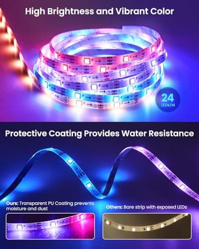 9.84ft RGB+IC LED Lights for 32-43 Inch TV, Backlight Strip Behind TV with Music Sync, Bluetooth APP and Voice Control, 44 Scene Modes, for Ambient Mood Lighting, Monitor Game, Bedroom, Living Room - Thumbnail 5