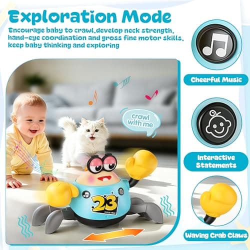 KETIEEE Crawling Crab Baby Toys 6-12 Months, Tummy Time Toys for Babies - Thumbnail 2