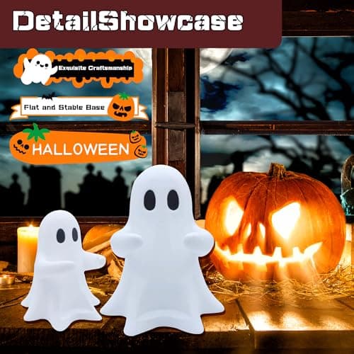 Bokynu Ghost Figurine Holding Coke Table Decor, Replaceable Can Holder Halloween Cute Desktop Ghost Statue Decoration, Fun and Practical - Thumbnail 2