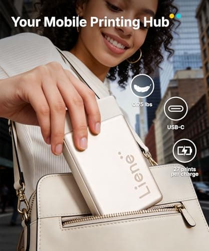 Liene Pearl N200 Pro Portable Photo Printer, Instant Mini Picture Printer for iPhone Smartphone, Thermal Dye Sublimation, Bluetooth Sticker Printer 10 Sheets 2x3 Adhesive Paper & 1 Cartridge, Gold - Thumbnail 6