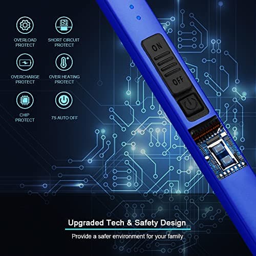 SUPRUS Electric Lighter Arc Windproof Flameless USB Rechargeable Lighter with Safety Lock for Candle BBQ Camping (Dark Blue) - Thumbnail 4
