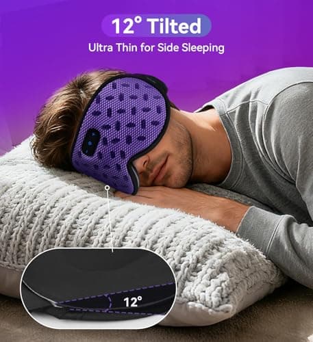 Sleep Eye Mask Bluetooth Headphones - 3D Contoured Zero Pressure Sleeping Masks 100% Blackout Eye Cover Breathable Sleeping Mask for Side Sleepers Wireless Earphone Ear Muff Headband Women Men Gift - Thumbnail 3