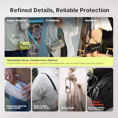 PGYTECH OneGo Pocket Sling for DJI Osmo Pocket 3/Insta 360/Gopro, Portable Splashproof Everyday Carry Case with Detachable Strap, 2L, 3-Layer Storage Crossbody Carrying Bag for Daily & Travel, White - Thumbnail 2