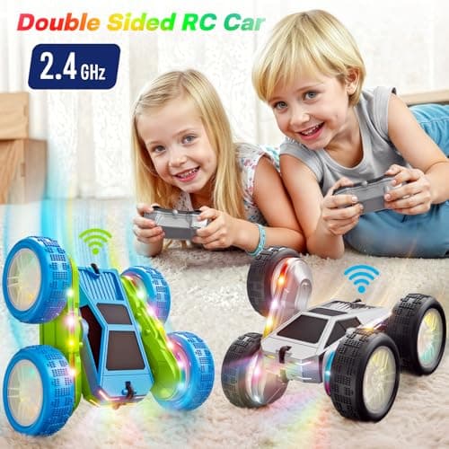 WayEee Remote Control Car for Boys 4-7, 360° Flips Rotating RC Stunt Car with Type-C Charging and LED Lights Strips, 2.4 GHZ Double Sided All Terrain 4WD RC Cars for Girl Boys Christmas Birthday Gift - Thumbnail 4