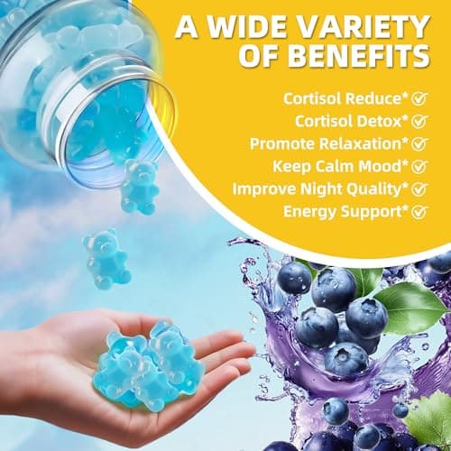Cortisol Supplements Gummies for Women - Cortisol Manager for Stress Relief and Sleep with Magnesium, Ashwagandha, L-Theanine -Cortisol Health & Cortisol Detox for Women - 60 Vegetarian Gummies - Thumbnail 6