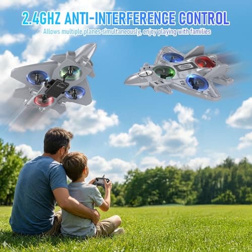 Liorbrix RC Plane Remote Control Airplane for Kids Aged 8+, RC Planes Foam Drones for Adult Kids, Fighter Jet Toy with Lights 360°Flip and Rotation Stunts, Airplane Toy Gifts for Boys - Thumbnail 3