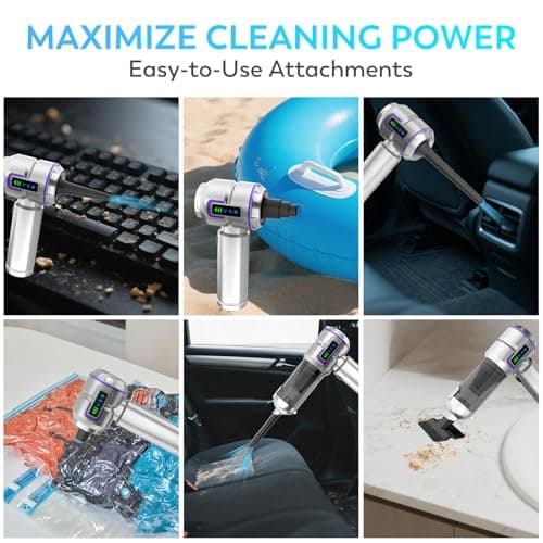 KedeeSparkle Car Vacuum Cleaner Cordless, 22000PA High Power Portable Handheld Vacuum & Compressed Air Duster, Mini Vacuum with LED Display, 3 Modes Brushless Motor for Car, Home, Office, Camping - Thumbnail 5