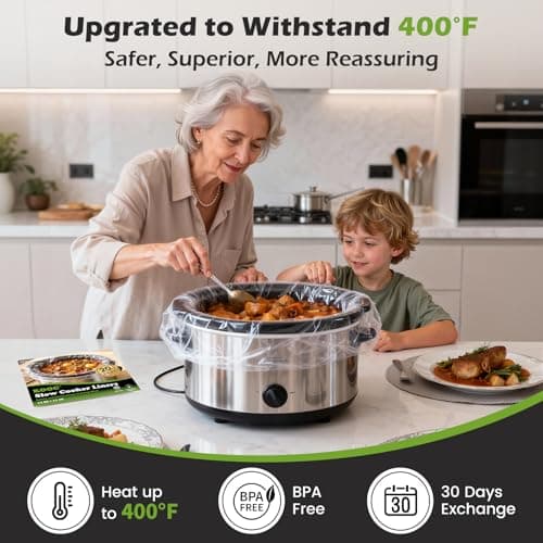 KOOC Slow Cooker Liners, 20 count 13" x 21" Large Size Cooking Bags Fits 3-8 Quart Pots, Disposable Pot Liners Suitable for Oval & Round & Retangular Pot - Thumbnail 3
