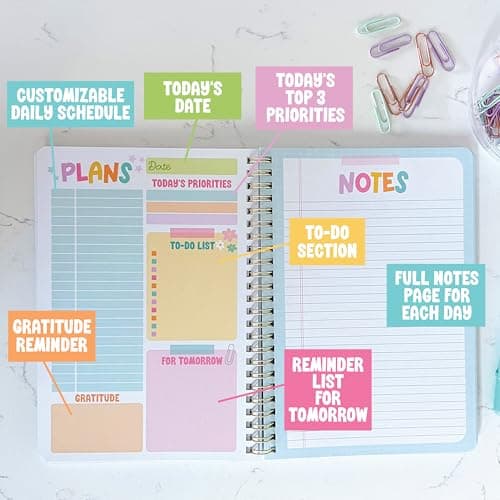 Undated Daily Planner Notebook - Undated Planner Notebooks, Daily To Do List Planners, To Do List Notebook for Work Organization, Day Schedule Planners for Kids and Adults - Thumbnail 3