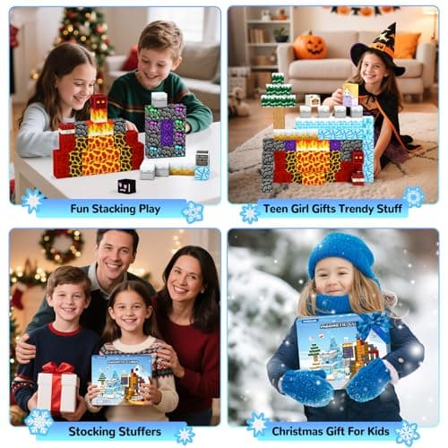 Titoclar Winter Christmas Magnetic Blocks for Kids Ages 3-10 - Magnetic Building Tiles - STEM Educational Sensory Toys for Kids Ages 3-5 4-8, Holiday Birthday Gift for Girls & Boys - Thumbnail 6