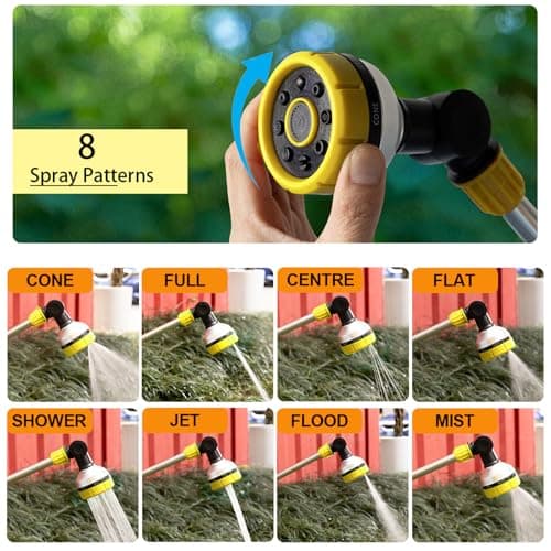 17.5" Multi-Pattern Watering Wand with Thumb Control & 180° Water Nozzle | 8 Spray Modes for High-Pressure Cleaning, Pet Bathing, Gardens, Hanging Baskets | Fits Standard Garden Hoses - Thumbnail 3