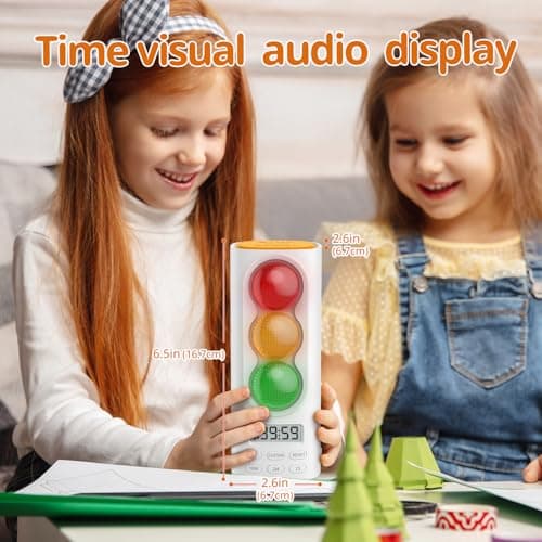 MeesMeek Traffic Light Visual Timer&ADHD Tool for Kids Adults Display Volume Adjustment, with 4 Ringtones for Classroom Desk Home Kitchen Game Countdown Pause Memory Function Charger Type C Included - Thumbnail 5