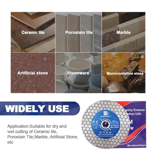Diamond Granite Cutting Wheel 4 inch - BRSCHNITT 105mm Vacuum Brazed Angle Grinder Diamond Blade for Cutting Grinding Porcelain,Tile,Ceramic Tile Stone,Marble,Quartz,Granite - Thumbnail 6