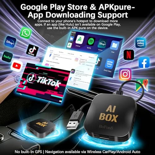 AI Box Carplay, 2+16GB Ai Magic Box for Streaming Netflix/YouTube/TikTok, Car Play Wireless Adapter Supports iPhone & Android Auto, Plug & Play, for Cars with OEM Wired CarPlay/Android Auto - Thumbnail 3