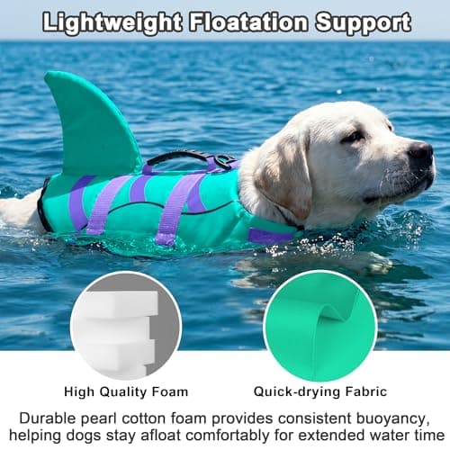 Fragralley Shark Dog Life Jacket, Easy to Put on Dog Life Vest for Swimming and Boating, Vibrant & Adjustable Dog Life Preservers for Small Medium Large Dogs, Suit to Swim, Fish, Beach, Surfing - Thumbnail 5