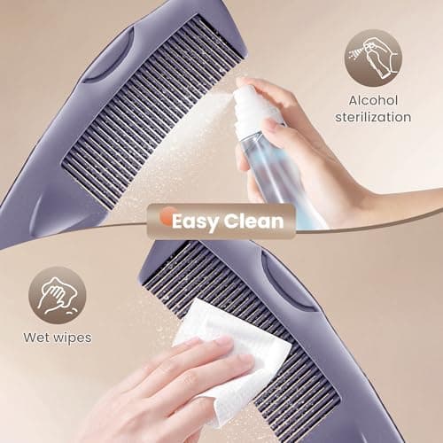 Dandruff Comb 2PC Upgraded Fine Tooth Scalp Detox for Women Men Kids, Stainless Steel Scalp Sweep Massage Lice Removal Hair Care Tool, Purple - Thumbnail 4