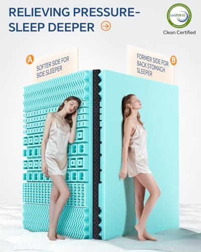 BEDELITE Dorm Room Essentials, Dual Layer 4 Inch Twin XL Memory Foam Mattress Topper for College Students Back to School, 2 Inch Pillow Top Mattress Pad and 2 Inch Cooling Gel Foam (Black) - Thumbnail 3