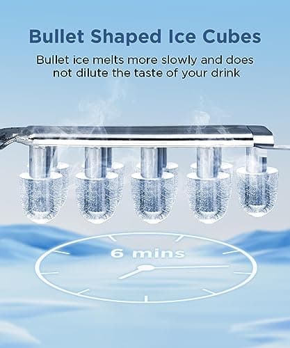 COWSAR Ice Maker Countertop, Portable Ice Machine with Self-Cleaning, 26.5lbs/24Hrs, 9 Bullet Ice Cubes in 6 Mins, Ice Basket and Scoop, Ideal for Home, Kitchen, Bar, Camping - Thumbnail 3