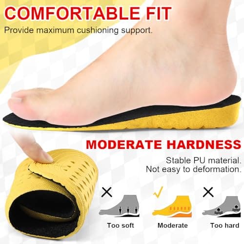 XINIFOOT Breathable Height Increase Insoles, 1.5cm/2.5cm/3cm Elastic Shock Absorbing Mesh Holes Replacement Inserts, Heel Lift Inserts for Men and Women (3 cm Height, 1 Pair) - Thumbnail 2