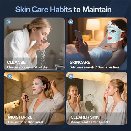 SUERBEATY Red Light Mask for Face, 7 Colors Red Light Mask, Cordless, Soft Flexible, Portable & Lightweight for Home & Travel, Rechargeable Facial Masks for Mom Sister Girlfriend Wife (Green) - Thumbnail 6