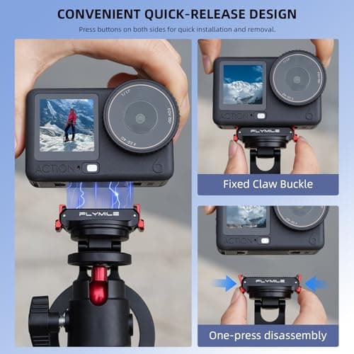 BRDRC Action 6 Magnetic Stand Base, Aluminum Alloy Quick Release Adapter for DJI Osmo Nano, for MagSafe iPhone Desktop Mount Table Holder with 360° Adjustable & 1/4” Screw Hole Tripod Accessories - Thumbnail 3