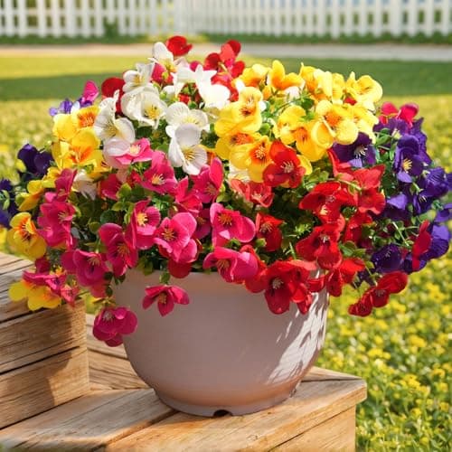 20 Pcs Artificial Flowers for Outdoor,UV-Resistant Realistic Looking Artificial Pansies, Fake Flowers for Decoration Indoor and Outdoor, Window Box, Porch, Patio, Garden,Home Decor - Year-Round Beauty