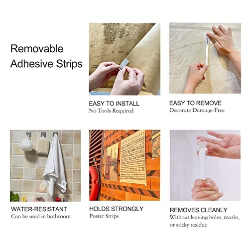 64 Pack Medium Replacement Adhesive Strips Refill, Poster Strips, Damage-Free Hanging Strips for Wall Hooks, No Tools Removable Sticky Strips for Home, Office, and Dorm Decor, White Adhesive - Thumbnail 6