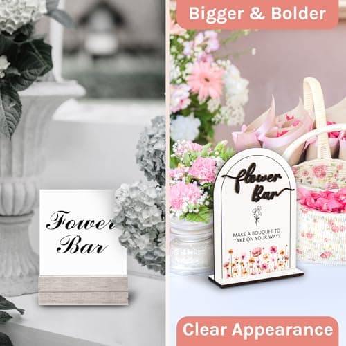 Stofinity Wooden Flower Bar Sign Bridal Shower Decor - Bloom Bar Sign Wedding Accessories For Reception, Bloom Bar Supplies for Wedding Table Decor - Thumbnail 3