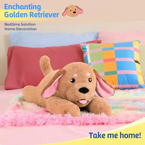 PEACH CAT 25.6 inch 5 lbs Golden Retriever Dog Weighted Stuffed Animals Large Weighted Plush Soft Puppy Plushies Toys Gifts for Kids Adults - Thumbnail 4