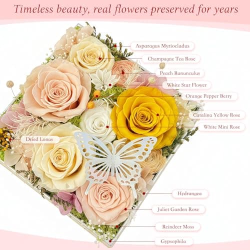 HipTree Preserved Yellow Rose Forever Real Eternal Pastel Austin Rose Gifts for Women, Valentine’s Day Mother’s Day Easter Birthday Christmas Wedding Anniversary for Mom Wife Girlfriend - Thumbnail 2