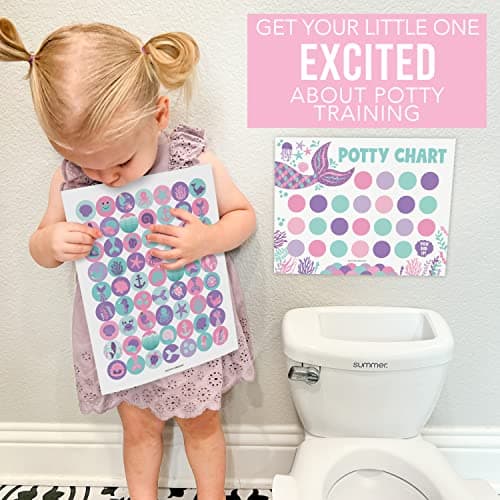 Hadley Designs Potty Training Chart for Toddlers Girls -10 Sticker Potty Chart for Toddlers Girls, 8.5x11" Potty Training Sticker Charts for Toilet Success, Mermaid Toddler Reward Chart for Kids - Thumbnail 5