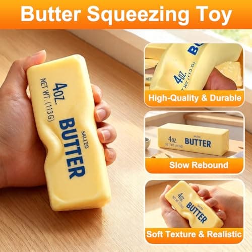 Butter Squishy, Butter Slow Rising Squishy, Butter Stick Squeeze Balls for Stress Relief, Soft Pressure Sensory for Adults, Squeeze Toys (2Pcs, Butter Stick) - Thumbnail 4