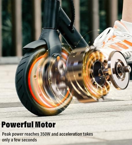 Electric Scooter for Big Kid, Escooter with 350W Motor, 3 Speed & 21-Mile Range, 8.5" Pneumatic Tires & Drum Brakes, Foldable Commuting Electric Scooter for Adults - Thumbnail 5