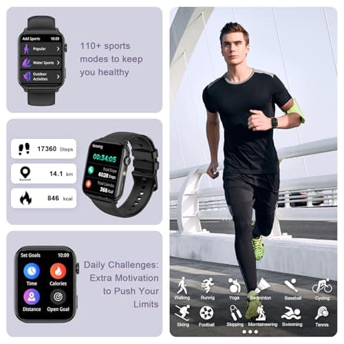 Smart Watches for Men, 1.91" AMOLED Men's Fitness Watch with 2026 Upgrade LED Flashligh, 7-Day Battery, IP68 Waterproof, 24/7 Heart Rate/Sleep Monitor, 120+ Workout Modes for Android iPhone(2 Bands) - Thumbnail 5