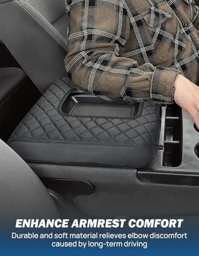 JOYTUTUS Center Console Cover Compatible with Silverado Sierra 2014 2015 2016 2017 2018 Jump Seat, Leather Arm Rest Armrest Cover for Car, Durable Middle Console Cover Replacement for Trucks - Thumbnail 4