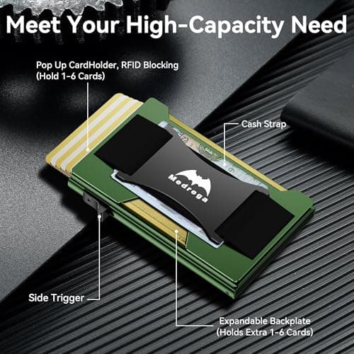 Smart Wallet for Men Slim Minimalist: Metal Pop Up Wallet - RFID Front Pocket Credit Card Holder - Gift for Male Husband at Anniversay Brithday - Thumbnail 3