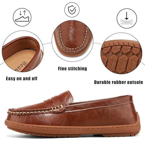 BEAUSEEN Women's Classic Handsewn Penny Loafers - Casual Slip On Moccasin Driving Shoes Lightweight Walking Flats Comfort Women Loafer Shoes, Brown, 11 US - Thumbnail 5