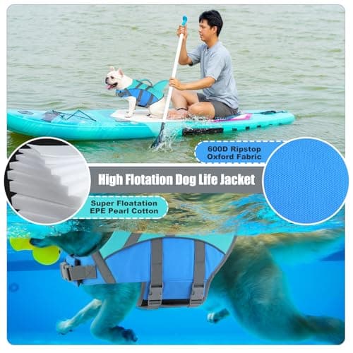 Doglay Dog Life Jacket, Shark Life Vest for Swimming, High Visibility & High Flotation Dog Swimming Vest with Rescue Handle, Adjustable Puppy Lifesaver for Small Medium Large Dogs - Thumbnail 3