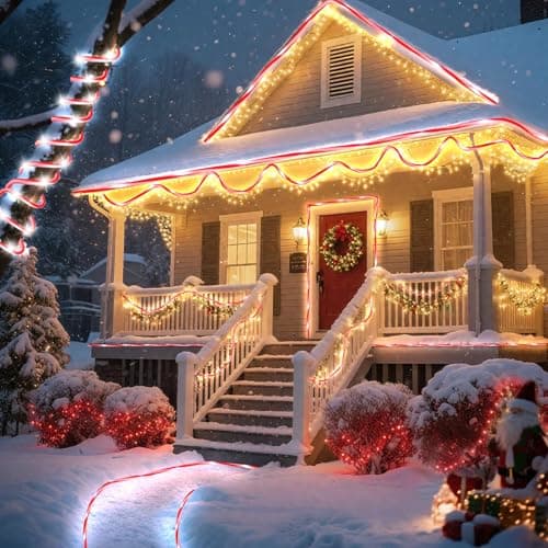 HELESIN 101FT 620LED Candy Canes Rope Lights with 8 Lighting Modes, Candy Cane Christmas Lights Waterproof Christmas Lights Decoration for Party Garden Yard Halloween Holiday Tree Decoration - Thumbnail 6