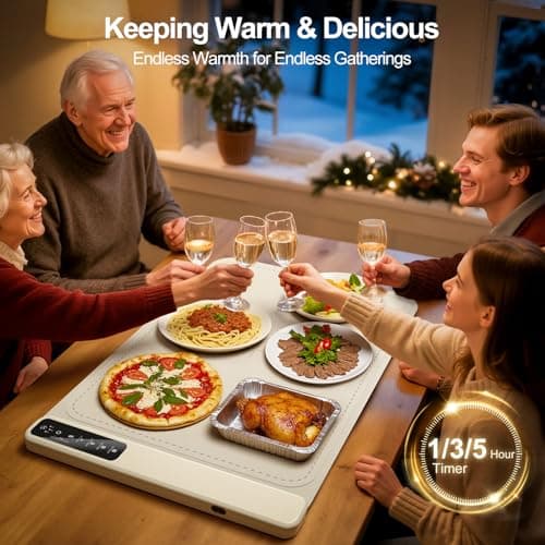Warming Mat for Food –Electric Food Warming Tray for Buffet withFast Heating Mat with Timer and 4 Heat Levels, Portable Rollable Food Warming Mat for Countertop Portable Heating Pad for Parties Family - Thumbnail 4