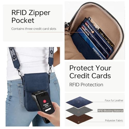 GEMIU Cell Phone Purse Small Crossbody Bags for Women Phone Bag Wallet Purses with Card Slots Blue - Thumbnail 4