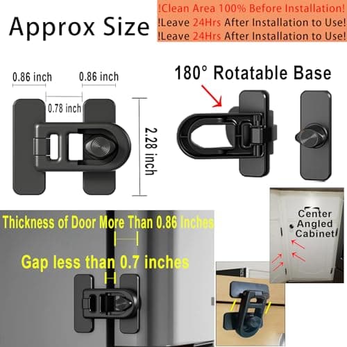 Bstsilver 2-PACK Refrigerator Lock Childproof Baby Proofing for Cabinet Door Corner Drawer Freezer RV Oven Cupboard Closet Kitchen, Fridge Latches for Cat Dog Toddler, Upgraded Adhesive Easy Install - Thumbnail 2