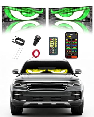 Devil Eyes Light for Windshield: 23.4"x4.7" LED Sign with APP & Remote Control - 5V USB Programmable Digital Lighting Display, Cool Decor for Cars, SUVs & Trucks (2 Pcs) - Image 1