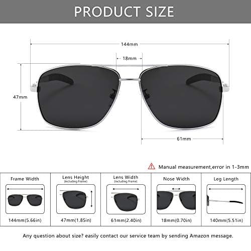 SUNGAIT Men's Polarized Sunglasses Durable Metal Frame for Fishing Driving Golf (Silver Frame/Grey Lens) Metal Frame 0925 YKH - Thumbnail 5