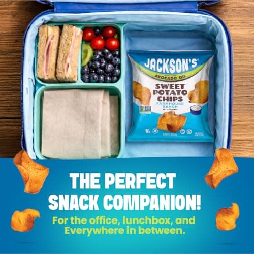Jackson’s Sweet Potato Kettle Chips Avocado Oil Variety Pack made with Premium Oils (1.5 oz, Pack of 10) Sea Salt, Ranch and BBQ Flavors - Allergen-friendly, Gluten Free, Vegan - Thumbnail 5